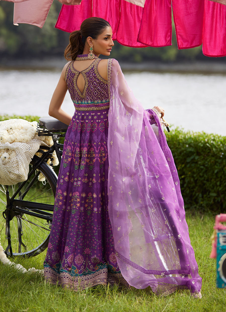 Farah Talib Aziz | Mayna Festive Luxe Pret | Aurora Aubergine Kalidaar And Dupatta