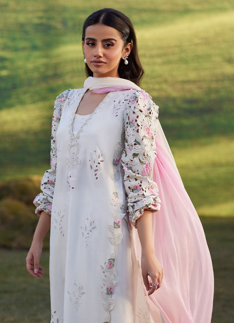 Farah Talib Aziz | Luna Eid 26 | Rose Lace Shirt And Dupatta - Designer Dress - Type : Ladies Clothes - Available at Libayah - 100% Original