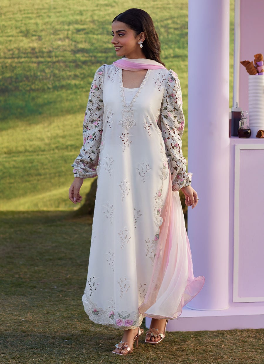 Farah Talib Aziz | Luna Eid 26 | Rose Lace Shirt And Dupatta - Designer Dress - Type : Ladies Clothes - Available at Libayah - 100% Original