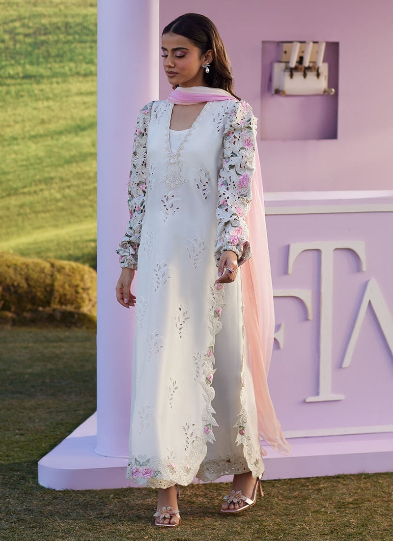 Farah Talib Aziz | Luna Eid 26 | Rose Lace Shirt And Dupatta - Designer Dress - Type : Ladies Clothes - Available at Libayah - 100% Original