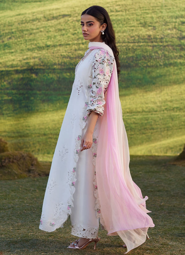 Farah Talib Aziz | Luna Eid 26 | Rose Lace Shirt And Dupatta - Designer Dress - Type : Ladies Clothes - Available at Libayah - 100% Original