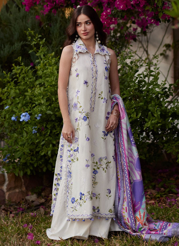 Farah Talib Aziz | Luxury Lawn 26 | Evita Ivory by Farah Talib Aziz - Designer Dress  - Type : Ladies Clothes - Available at Libayah - 100% Original 