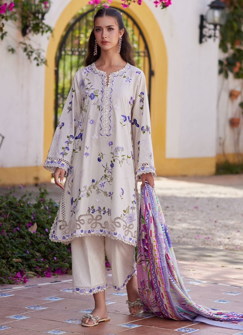Farah Talib Aziz | Luxury Lawn 26 | Evita Ivory by Farah Talib Aziz - Designer Dress  - Type : Ladies Clothes - Available at Libayah - 100% Original 