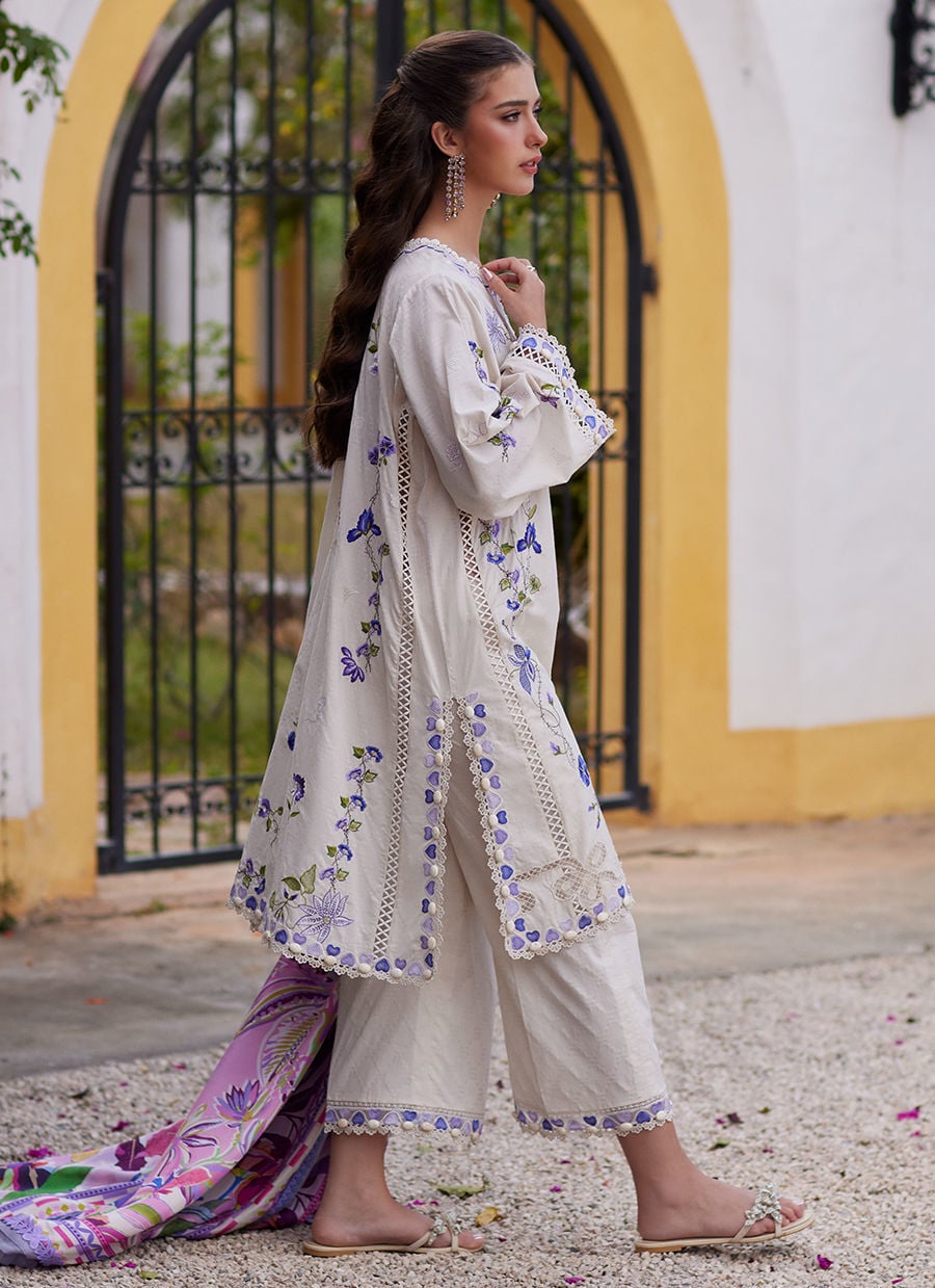 Farah Talib Aziz | Luxury Lawn 26 | Evita Ivory by Farah Talib Aziz - Designer Dress  - Type : Ladies Clothes - Available at Libayah - 100% Original 