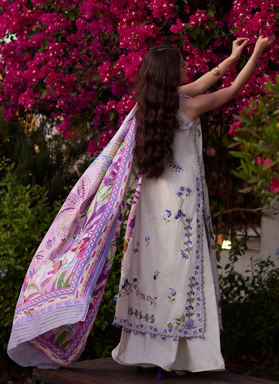 Farah Talib Aziz | Luxury Lawn 26 | Evita Ivory by Farah Talib Aziz - Designer Dress  - Type : Ladies Clothes - Available at Libayah - 100% Original 