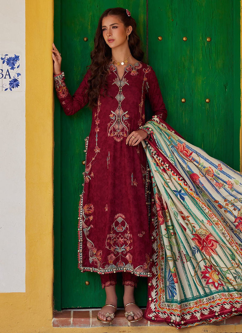 Farah Talib Aziz | Luxury Lawn 26 | Sofia Scarlet by Farah Talib Aziz - Designer Dress  - Type : Ladies Clothes - Available at Libayah - 100% Original 