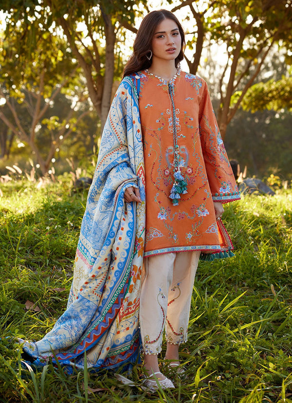 Farah Talib Aziz | Luxury Lawn 26 | Lucia Burnt Orange by Farah Talib Aziz - Designer Dress  - Type : Ladies Clothes - Available at Libayah - 100% Original 