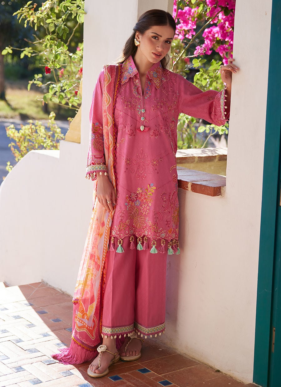 Farah Talib Aziz | Luxury Lawn 26 | Palmira Pink by Farah Talib Aziz - Designer Dress  - Type : Ladies Clothes - Available at Libayah - 100% Original 