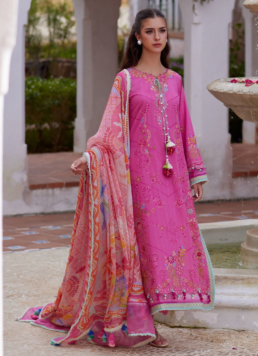Farah Talib Aziz | Luxury Lawn 26 | Palmira Pink by Farah Talib Aziz - Designer Dress  - Type : Ladies Clothes - Available at Libayah - 100% Original 