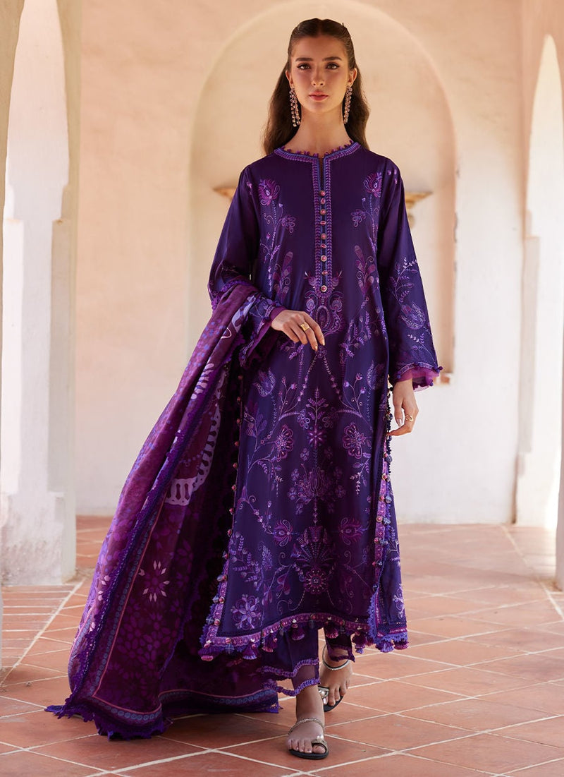 Farah Talib Aziz | Luxury Lawn 26 | Vicenta Violet by Farah Talib Aziz - Designer Dress  - Type : Ladies Clothes - Available at Libayah - 100% Original 