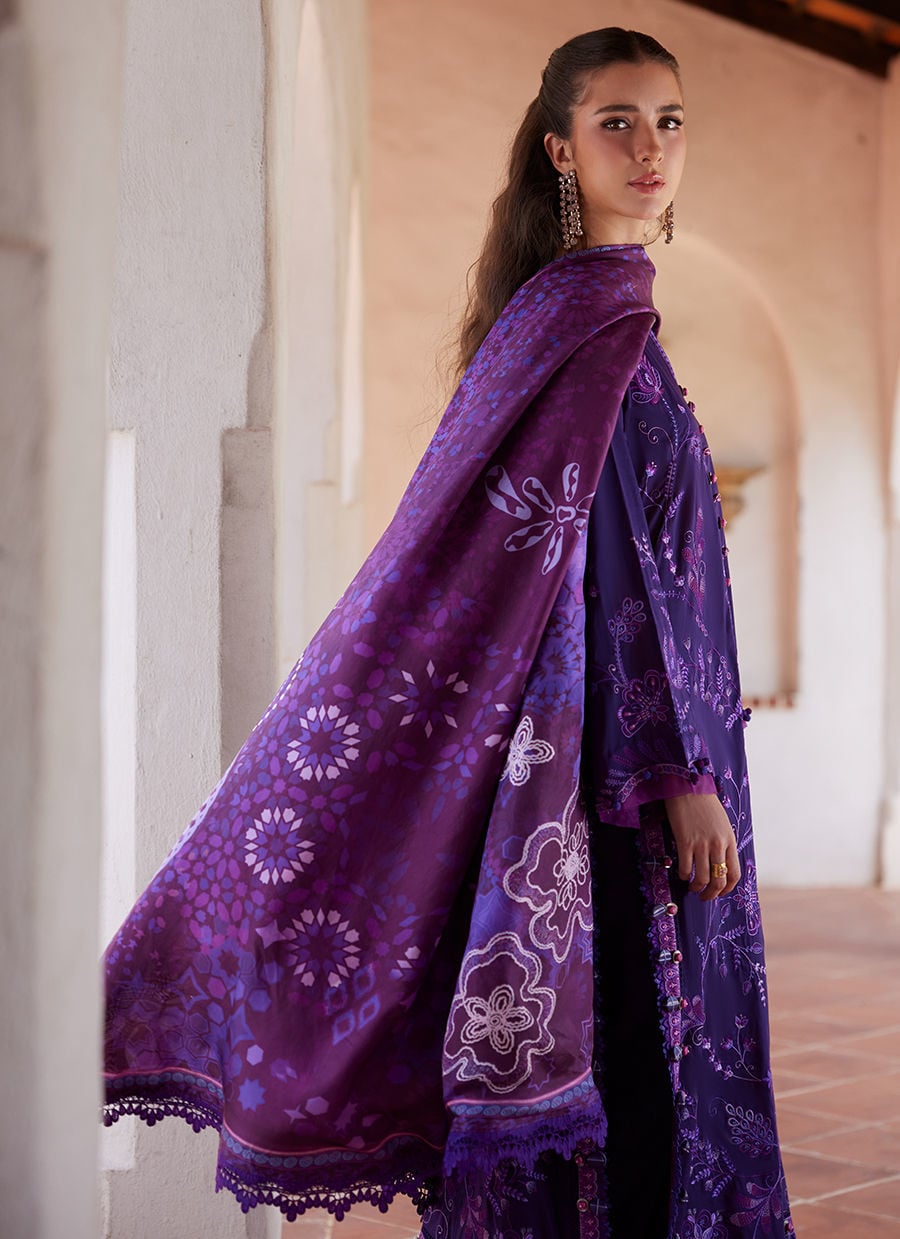Farah Talib Aziz | Luxury Lawn 26 | Vicenta Violet by Farah Talib Aziz - Designer Dress  - Type : Ladies Clothes - Available at Libayah - 100% Original 