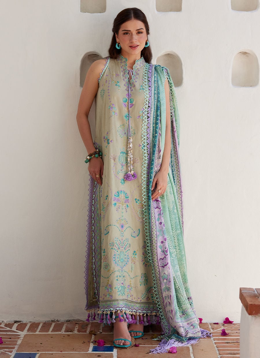 Farah Talib Aziz | Luxury Lawn 26 | Valeria Olive by Farah Talib Aziz - Designer Dress  - Type : Ladies Clothes - Available at Libayah - 100% Original 
