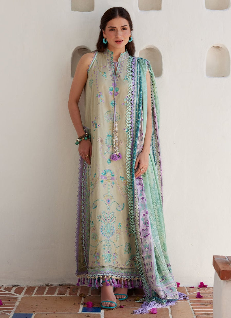 Farah Talib Aziz | Luxury Lawn 26 | Valeria Olive by Farah Talib Aziz - Designer Dress  - Type : Ladies Clothes - Available at Libayah - 100% Original 