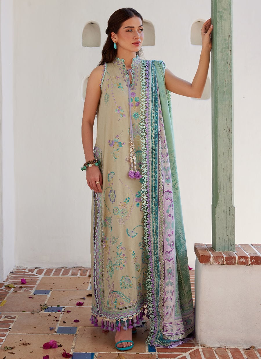 Farah Talib Aziz | Luxury Lawn 26 | Valeria Olive by Farah Talib Aziz - Designer Dress  - Type : Ladies Clothes - Available at Libayah - 100% Original 