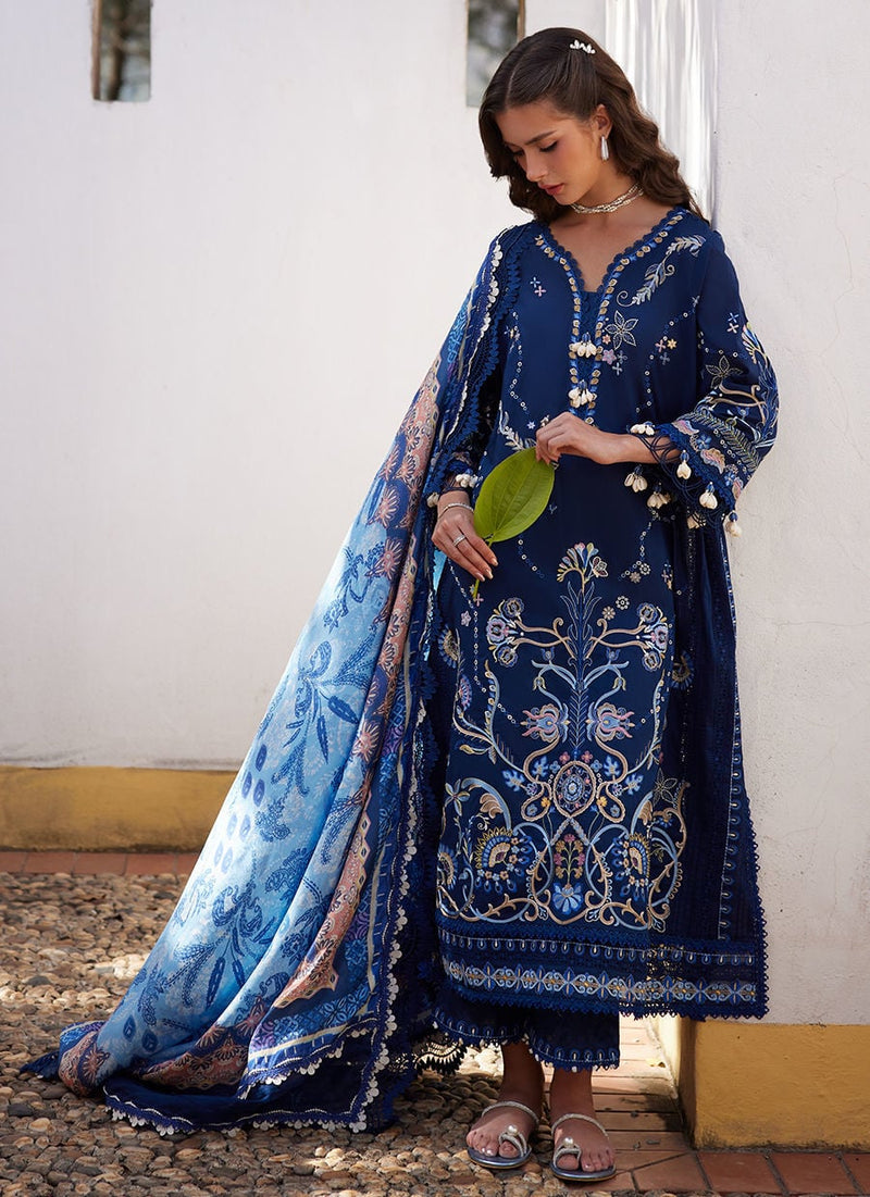 Farah Talib Aziz | Luxury Lawn 26 | Nia Navy by Farah Talib Aziz - Designer Dress  - Type : Ladies Clothes - Available at Libayah - 100% Original 