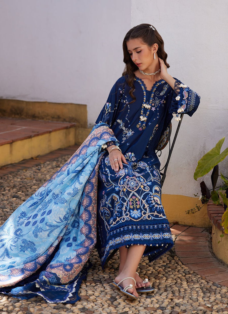 Farah Talib Aziz | Luxury Lawn 26 | Nia Navy by Farah Talib Aziz - Designer Dress  - Type : Ladies Clothes - Available at Libayah - 100% Original 