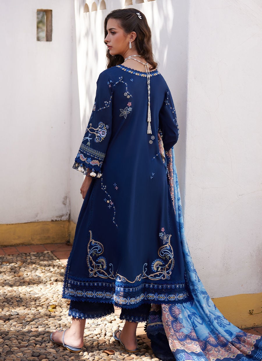 Farah Talib Aziz | Luxury Lawn 26 | Nia Navy by Farah Talib Aziz - Designer Dress  - Type : Ladies Clothes - Available at Libayah - 100% Original 