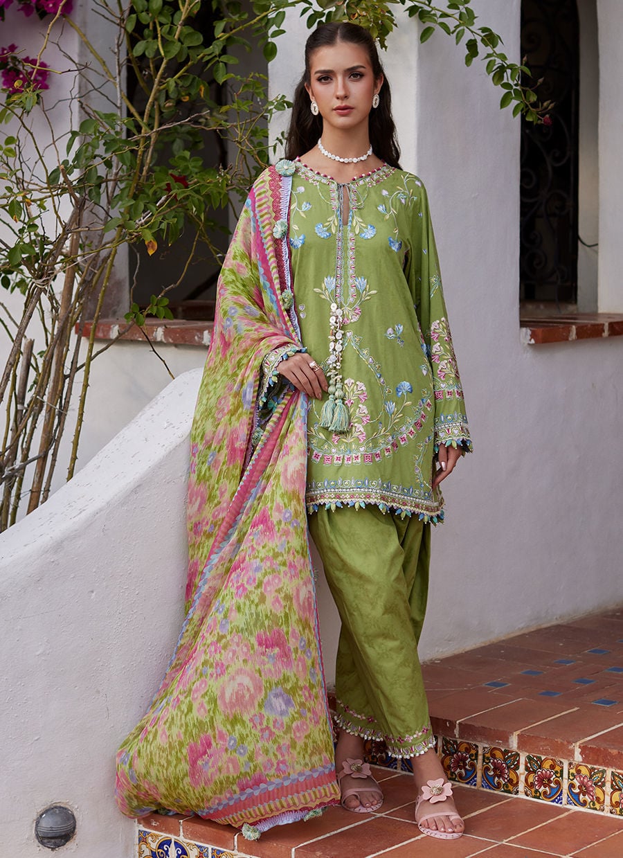 Farah Talib Aziz | Luxury Lawn 26 | Carmen Kiwi by Farah Talib Aziz - Designer Dress  - Type : Ladies Clothes - Available at Libayah - 100% Original 