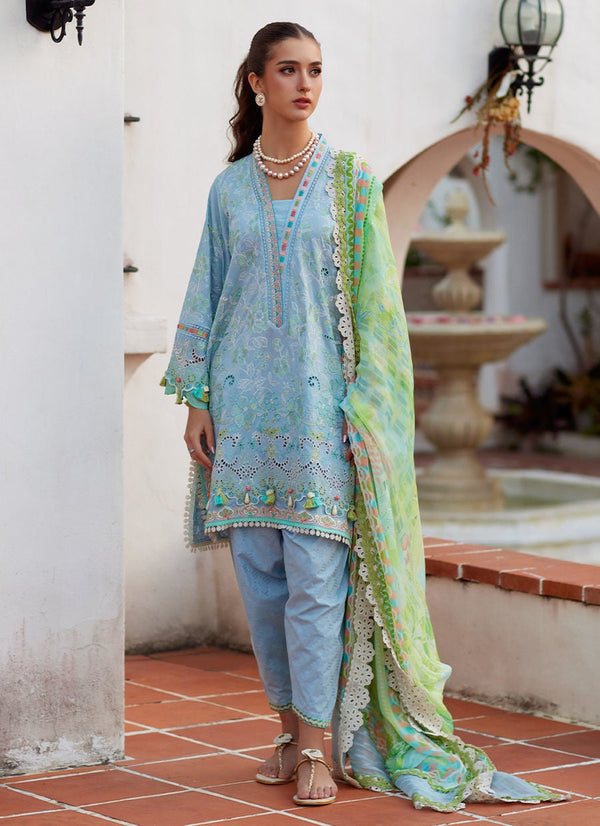 Farah Talib Aziz | Luxury Lawn 26 | Sienna Sky Blue by Farah Talib Aziz - Designer Dress  - Type : Ladies Clothes - Available at Libayah - 100% Original 