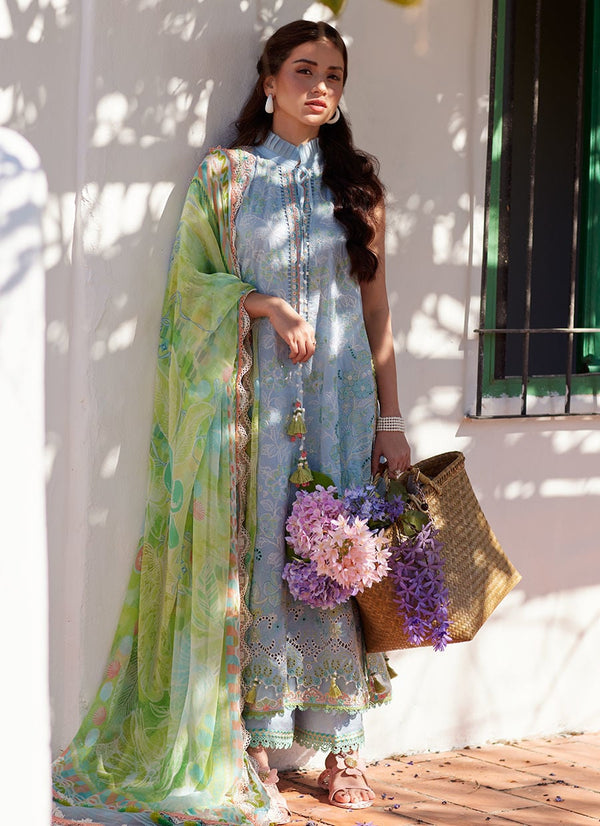 Farah Talib Aziz | Luxury Lawn 26 | Sienna Sky Blue by Farah Talib Aziz - Designer Dress  - Type : Ladies Clothes - Available at Libayah - 100% Original 