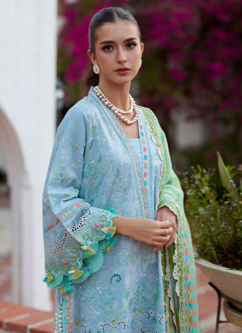 Farah Talib Aziz | Luxury Lawn 26 | Sienna Sky Blue by Farah Talib Aziz - Designer Dress  - Type : Ladies Clothes - Available at Libayah - 100% Original 