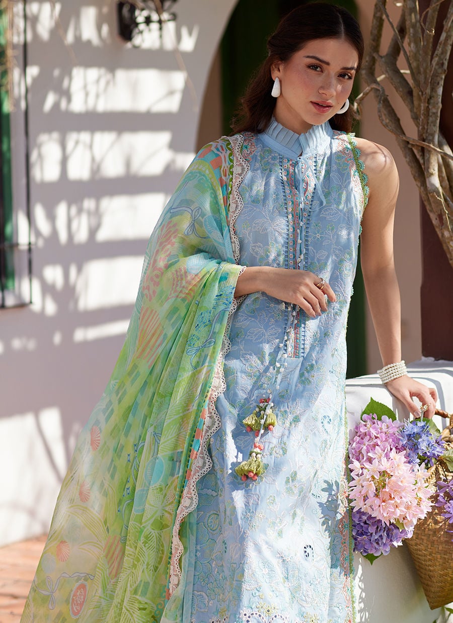 Farah Talib Aziz | Luxury Lawn 26 | Sienna Sky Blue by Farah Talib Aziz - Designer Dress  - Type : Ladies Clothes - Available at Libayah - 100% Original 
