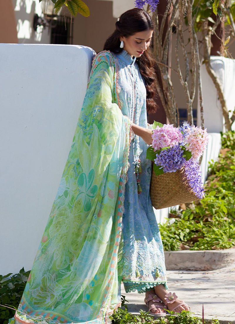 Farah Talib Aziz | Luxury Lawn 26 | Sienna Sky Blue by Farah Talib Aziz - Designer Dress  - Type : Ladies Clothes - Available at Libayah - 100% Original 