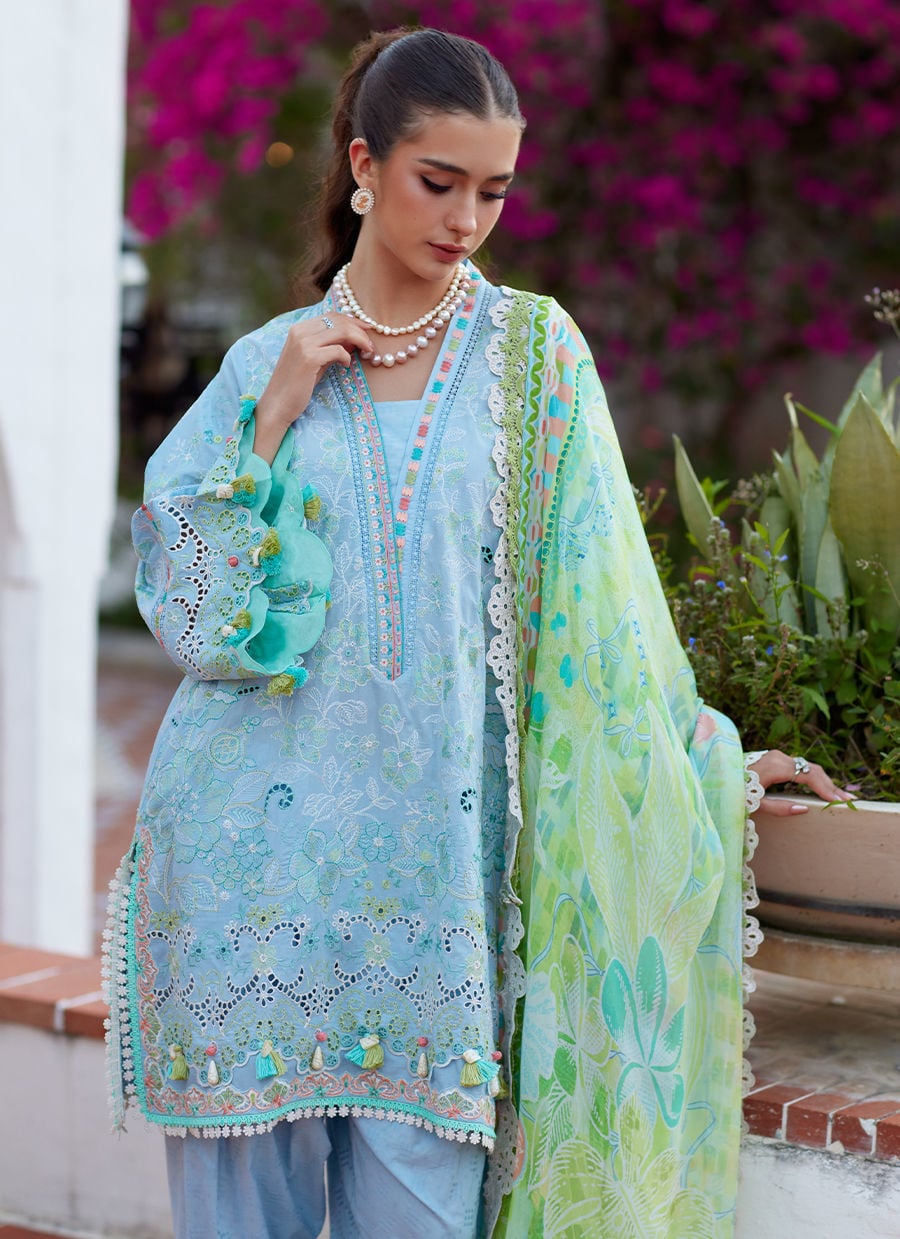 Farah Talib Aziz | Luxury Lawn 26 | Sienna Sky Blue by Farah Talib Aziz - Designer Dress  - Type : Ladies Clothes - Available at Libayah - 100% Original 