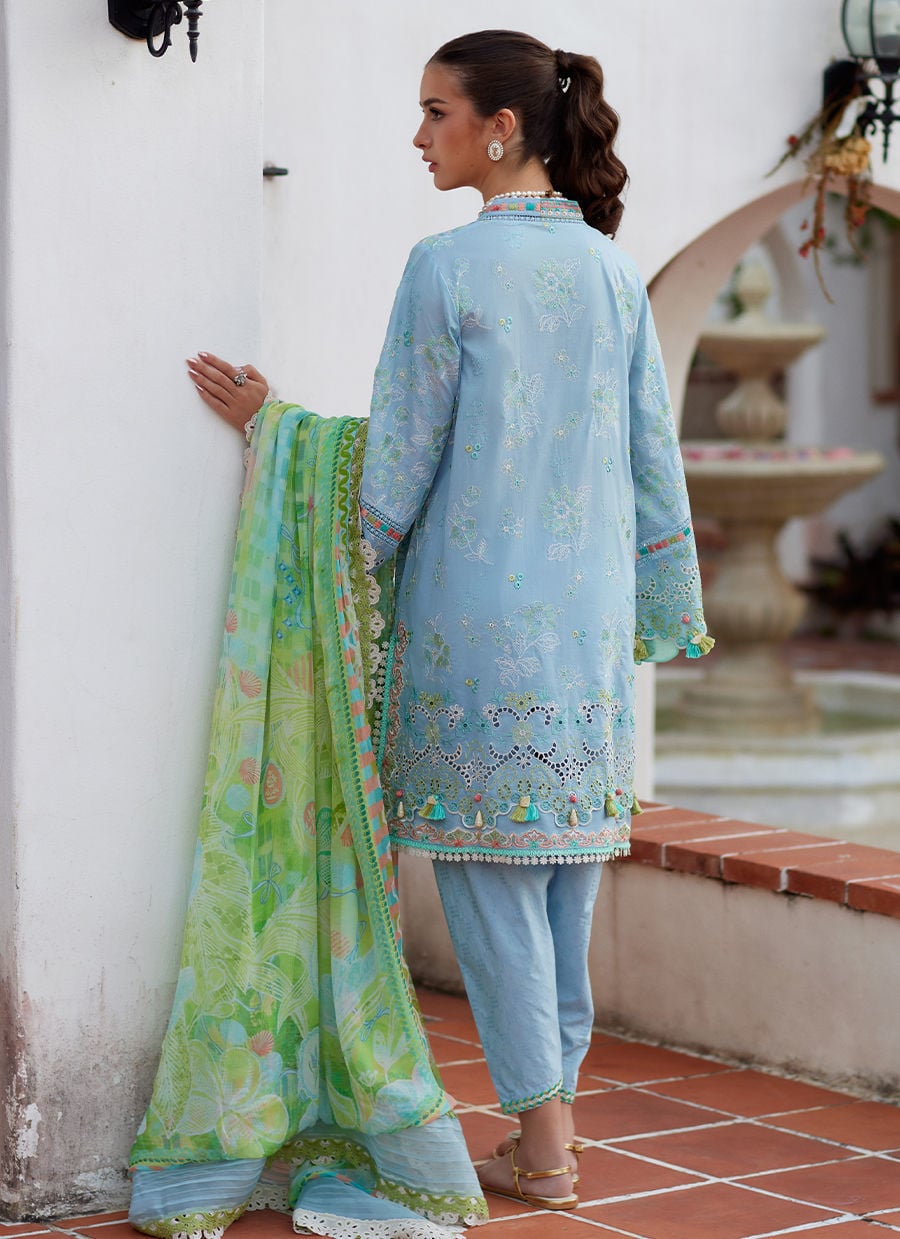 Farah Talib Aziz | Luxury Lawn 26 | Sienna Sky Blue by Farah Talib Aziz - Designer Dress  - Type : Ladies Clothes - Available at Libayah - 100% Original 