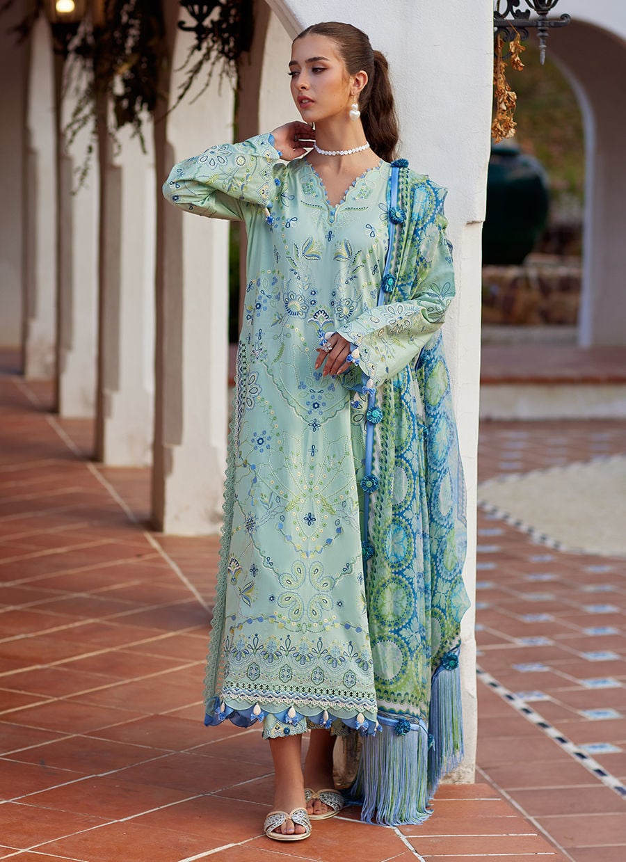 Farah Talib Aziz | Luxury Lawn 26 | Marcia Mint by Farah Talib Aziz - Designer Dress  - Type : Ladies Clothes - Available at Libayah - 100% Original 