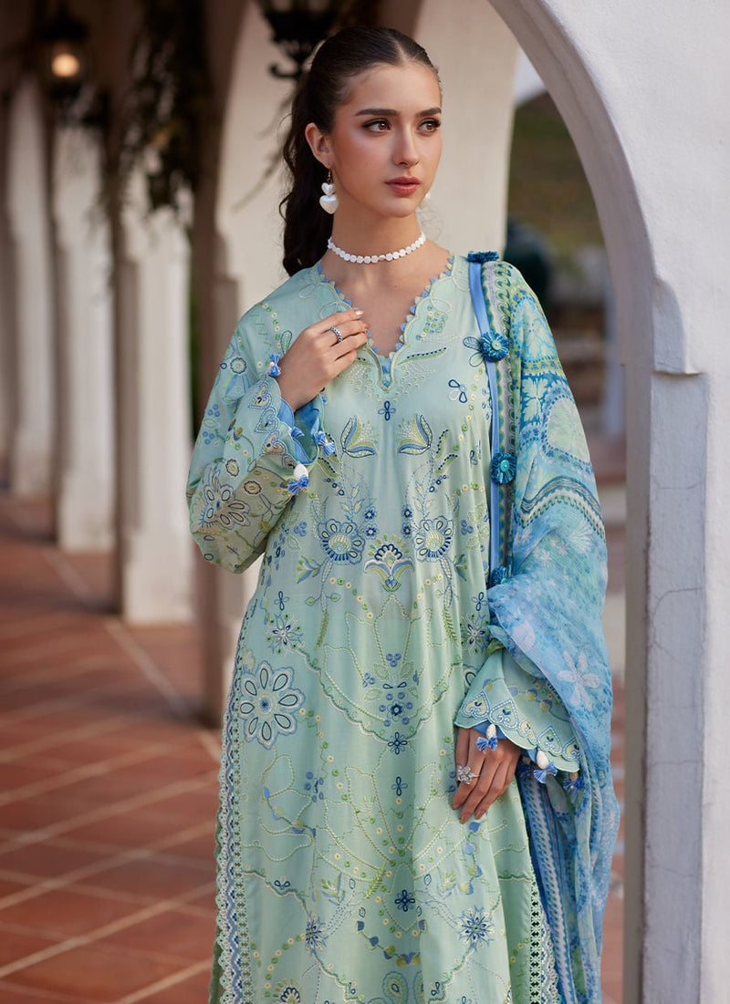 Farah Talib Aziz | Luxury Lawn 26 | Marcia Mint by Farah Talib Aziz - Designer Dress  - Type : Ladies Clothes - Available at Libayah - 100% Original 