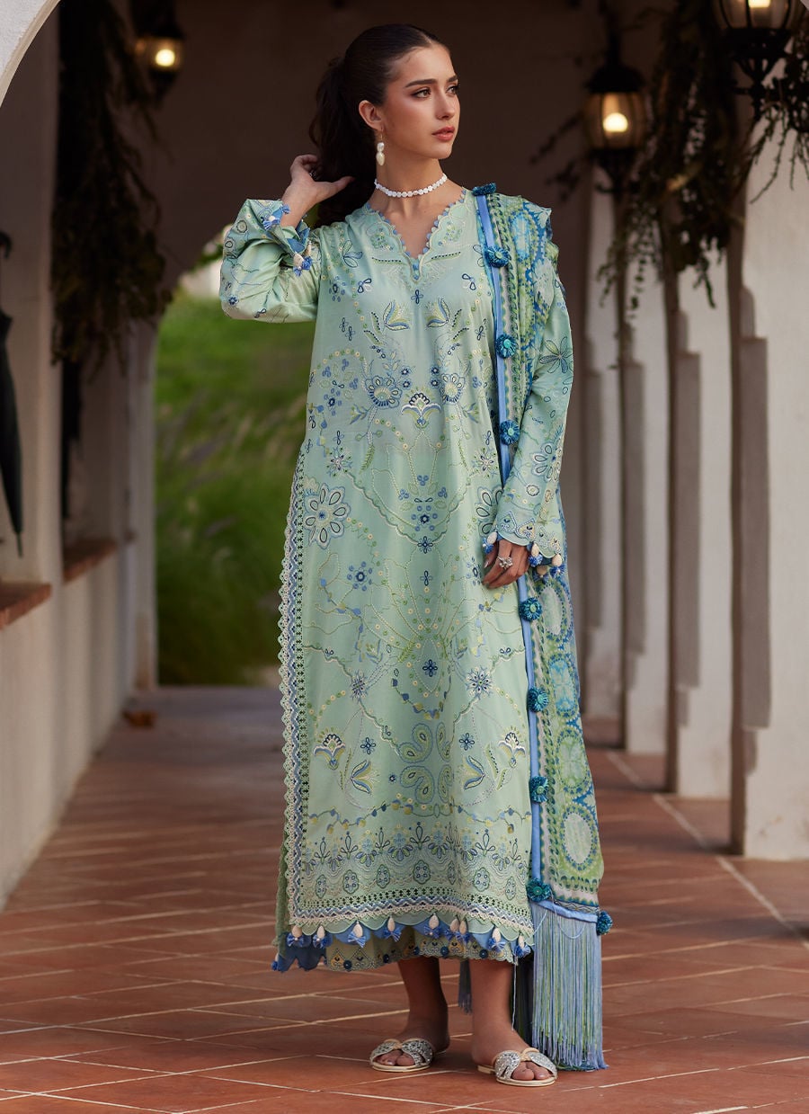 Farah Talib Aziz | Luxury Lawn 26 | Marcia Mint by Farah Talib Aziz - Designer Dress  - Type : Ladies Clothes - Available at Libayah - 100% Original 