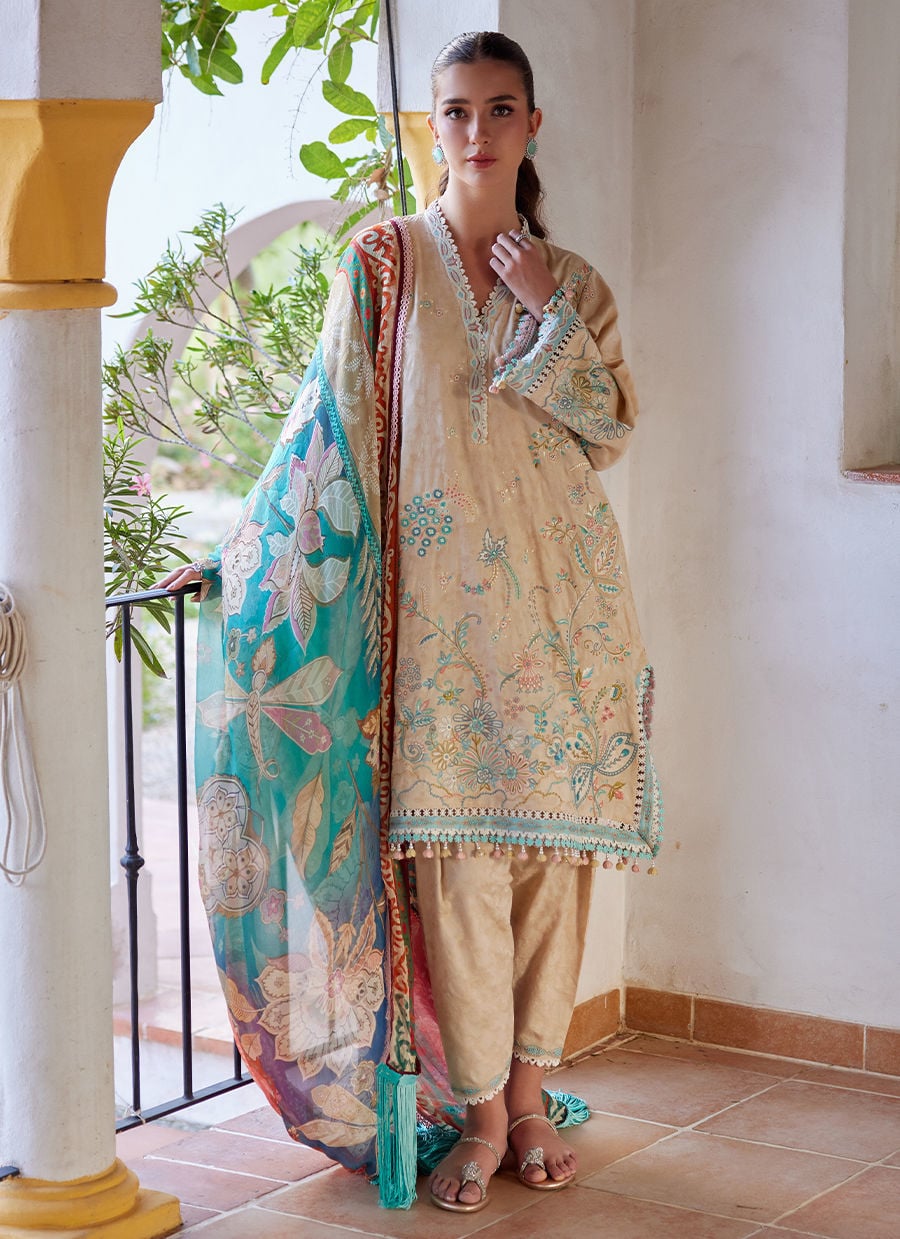 Farah Talib Aziz | Luxury Lawn 26 | Isabella Sand by Farah Talib Aziz - Designer Dress  - Type : Ladies Clothes - Available at Libayah - 100% Original 