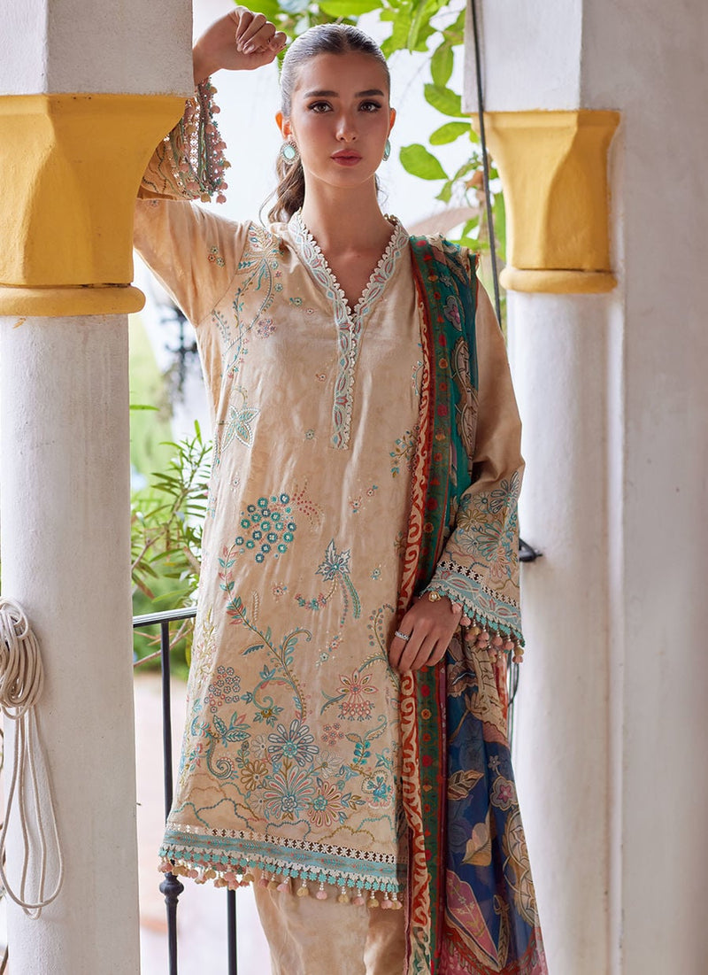 Farah Talib Aziz | Luxury Lawn 26 | Isabella Sand by Farah Talib Aziz - Designer Dress  - Type : Ladies Clothes - Available at Libayah - 100% Original 