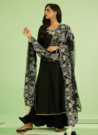 Farah Talib Aziz | Veya A Draped Capsule | Noir Elan Kalidaar by Farah Talib Aziz - Designer Dress  - Type : Ladies Clothes - Available at Libayah - 100% Original 