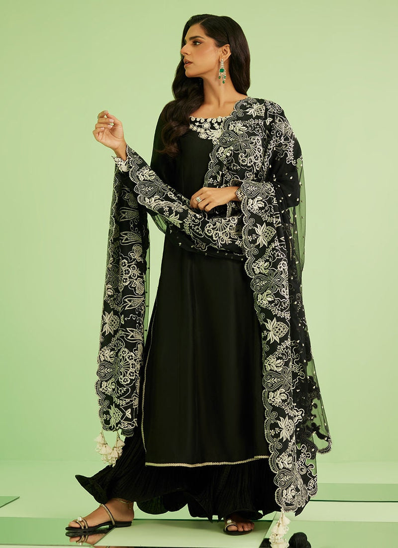 Farah Talib Aziz | Veya A Draped Capsule | Noir Elan Kalidaar by Farah Talib Aziz - Designer Dress  - Type : Ladies Clothes - Available at Libayah - 100% Original 