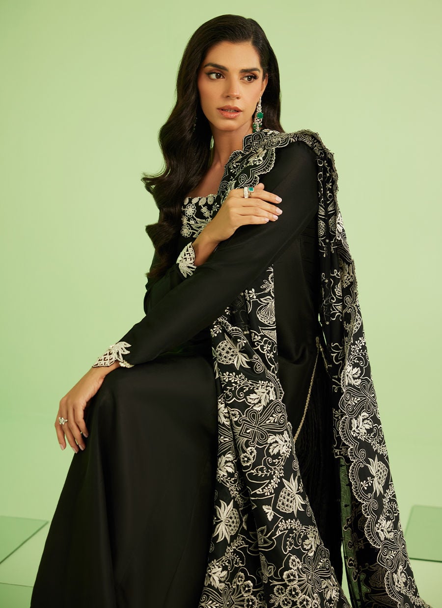 Farah Talib Aziz | Veya A Draped Capsule | Noir Elan Kalidaar by Farah Talib Aziz - Designer Dress  - Type : Ladies Clothes - Available at Libayah - 100% Original 