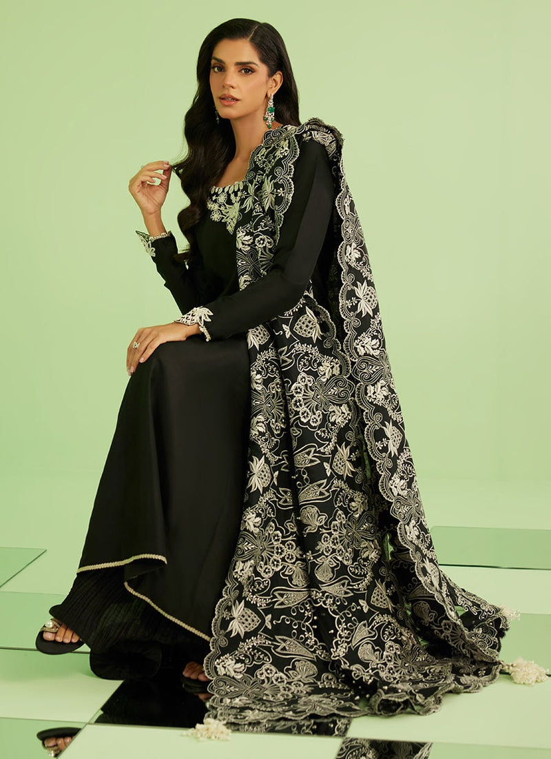Farah Talib Aziz | Veya A Draped Capsule | Noir Elan Kalidaar by Farah Talib Aziz - Designer Dress  - Type : Ladies Clothes - Available at Libayah - 100% Original 