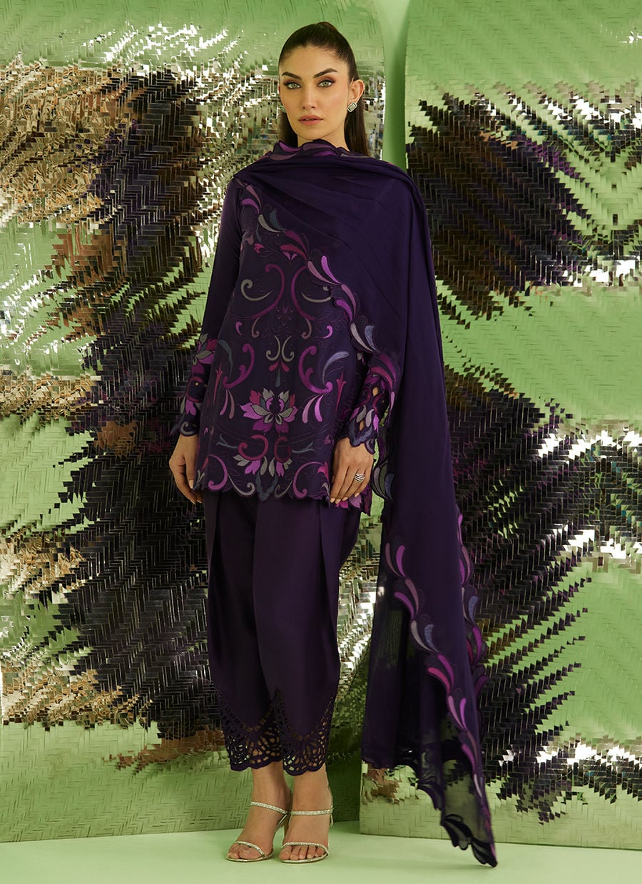 Farah Talib Aziz | Veya A Draped Capsule | Noir Aubergine by Farah Talib Aziz - Designer Dress  - Type : Ladies Clothes - Available at Libayah - 100% Original 