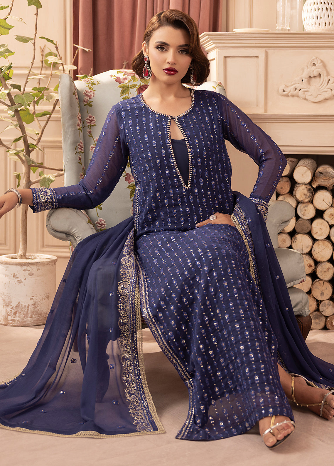 Sahane | Elyssa Festive Chiffon | CT-19002 Elle - ELYSSA by Sahane - Designer Dress - Type: Ladies Clothes - Available at Libayah - 100% Original