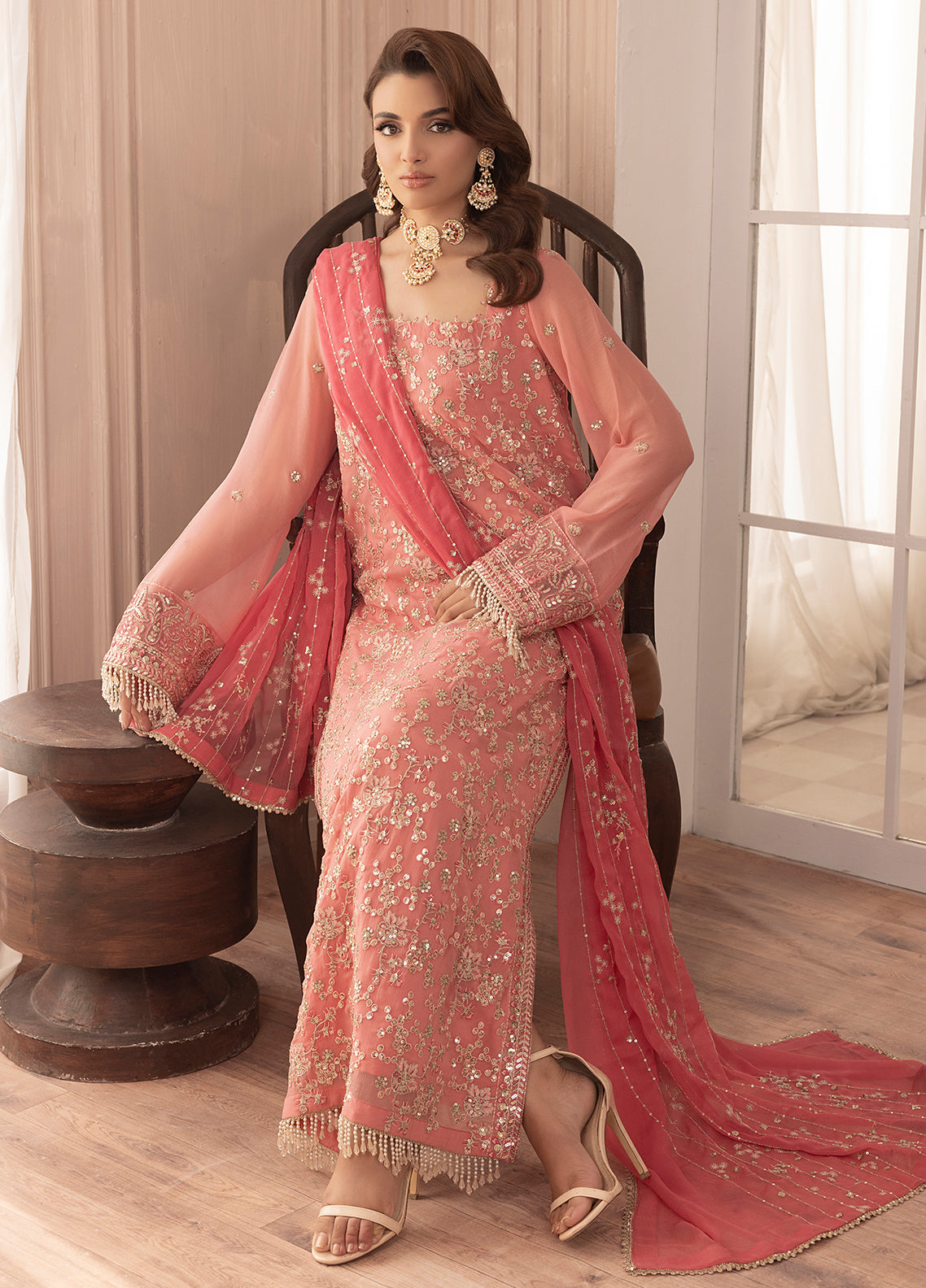 Sahane | Elyssa Festive Chiffon | CT-19003 Rosa - ELYSSA by Sahane - Designer Dress - Type: Ladies Clothes - Available at Libayah - 100% Original