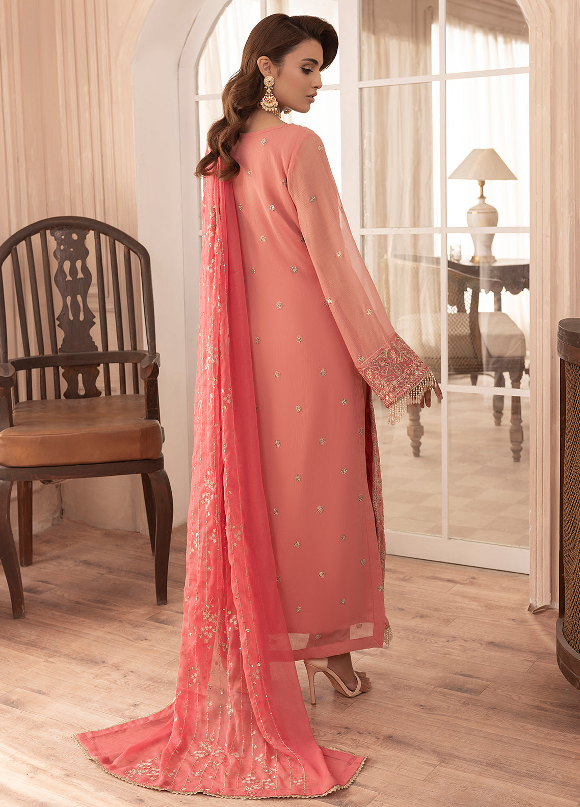 Sahane | Elyssa Festive Chiffon | CT-19003 Rosa - ELYSSA by Sahane - Designer Dress - Type: Ladies Clothes - Available at Libayah - 100% Original