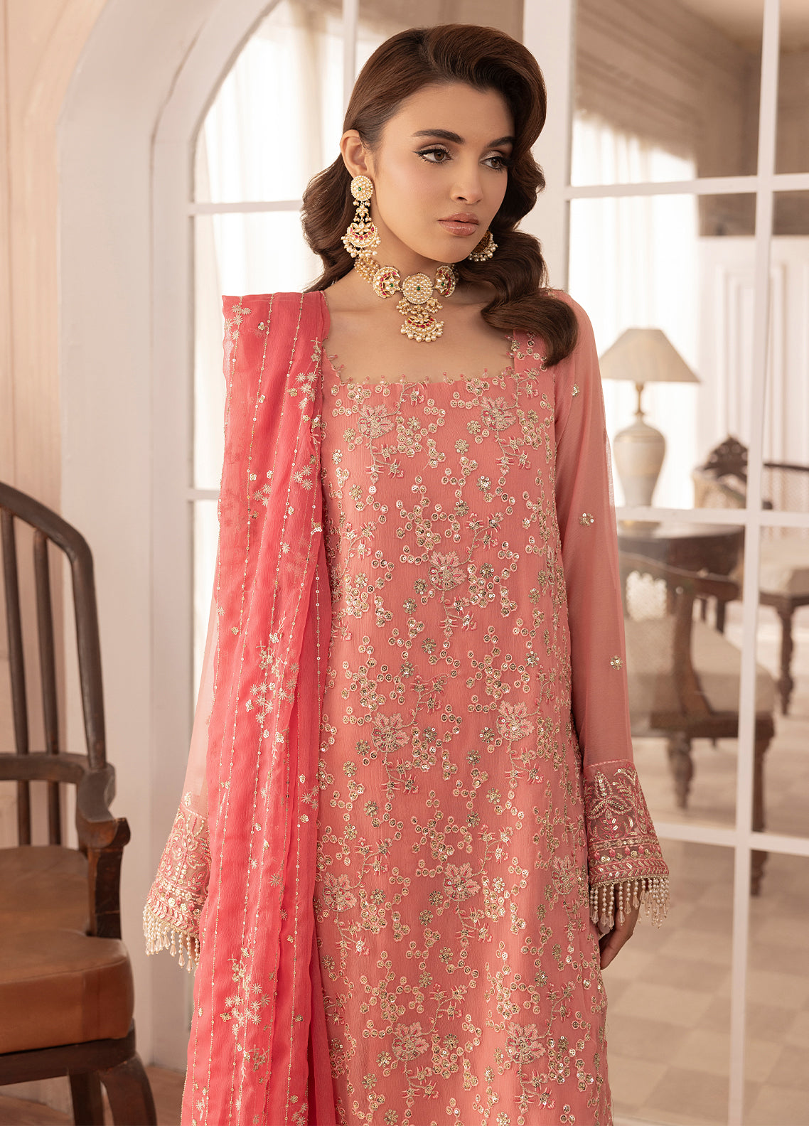 Sahane | Elyssa Festive Chiffon | CT-19003 Rosa - ELYSSA by Sahane - Designer Dress - Type: Ladies Clothes - Available at Libayah - 100% Original