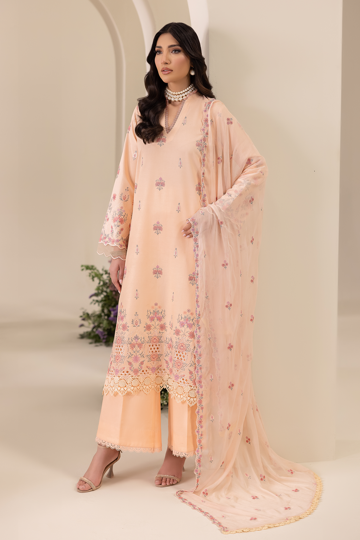 Rajbari | Premium Edition | Embroidered Chiffon Dopatta 04 - by Libayah - Registered Vendor of : Rajbari - 100% Original Designer Dress