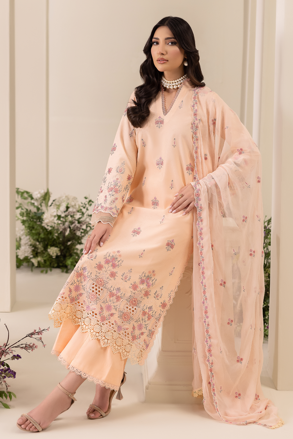 Rajbari | Premium Edition | Embroidered Chiffon Dopatta 04 - by Libayah - Registered Vendor of : Rajbari - 100% Original Designer Dress