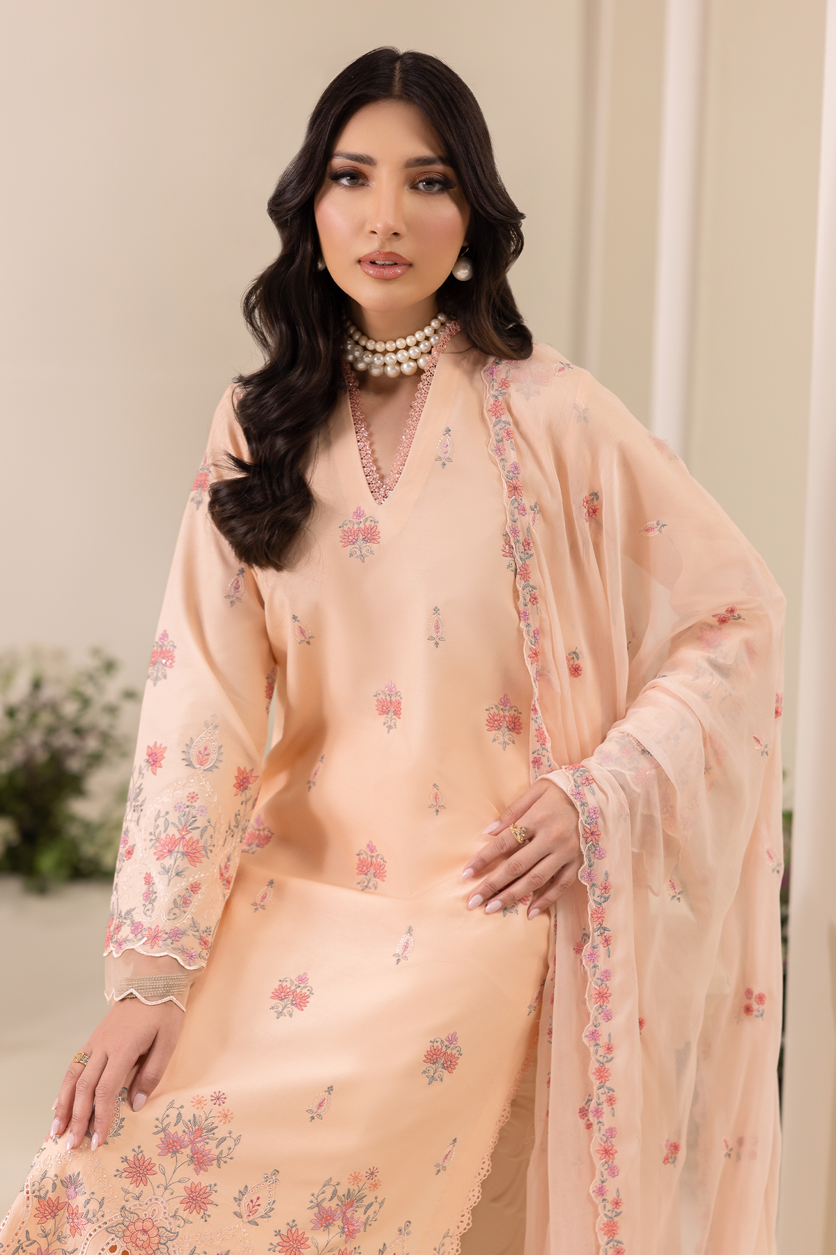 Rajbari | Premium Edition | Embroidered Chiffon Dopatta 04 - by Libayah - Registered Vendor of : Rajbari - 100% Original Designer Dress