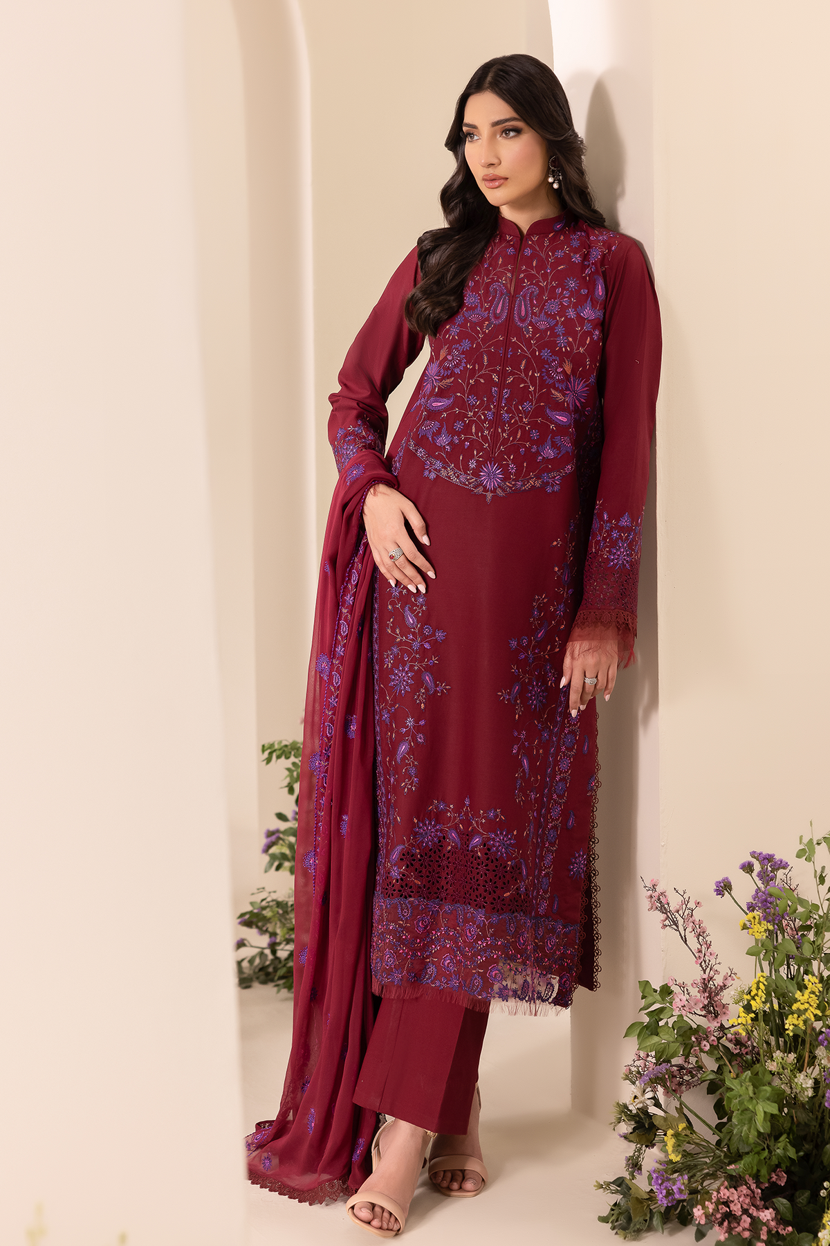 Rajbari | Premium Edition | Embroidered Chiffon Dopatta 08 - by Libayah - Registered Vendor of : Rajbari - 100% Original Designer Dress