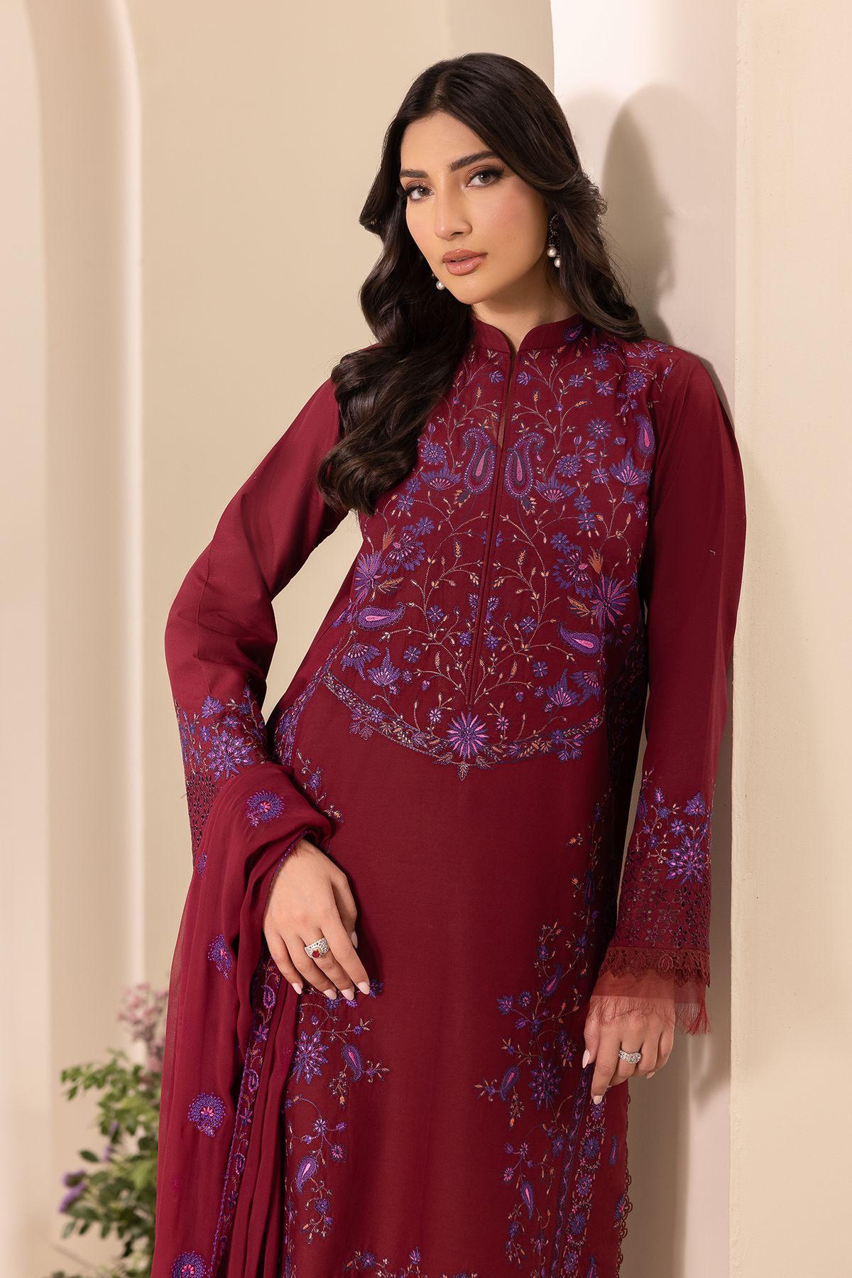 Rajbari | Premium Edition | Embroidered Chiffon Dopatta 08 - by Libayah - Registered Vendor of : Rajbari - 100% Original Designer Dress