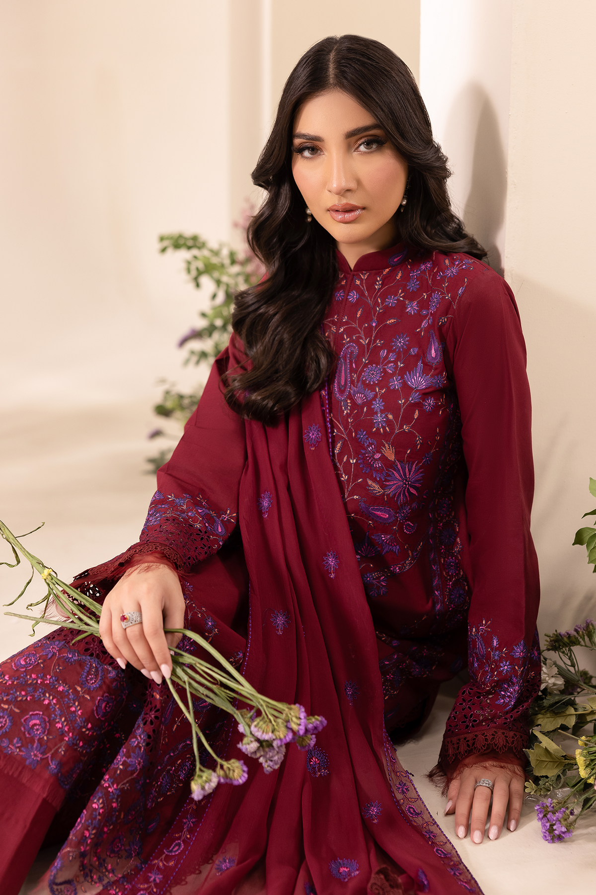 Rajbari | Premium Edition | Embroidered Chiffon Dopatta 08 - by Libayah - Registered Vendor of : Rajbari - 100% Original Designer Dress