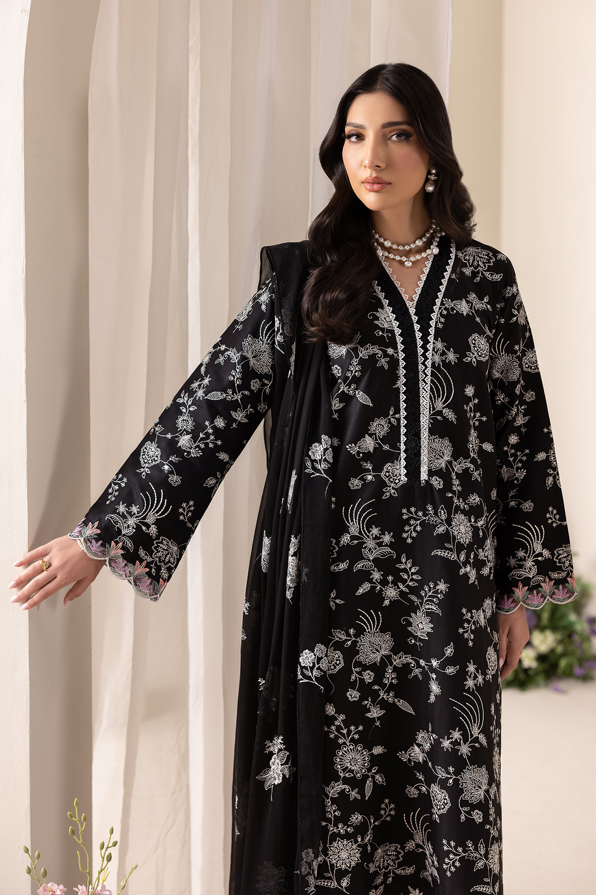 Rajbari | Premium Edition | Embroidered Chiffon Dopatta 10 - by Libayah - Registered Vendor of : Rajbari - 100% Original Designer Dress